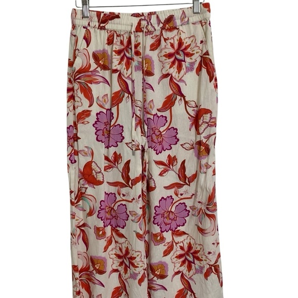 Laundry By Shelli Segal Linen Blend Floral Wide Leg Pants Womens S Colorful - Picture 14 of 16